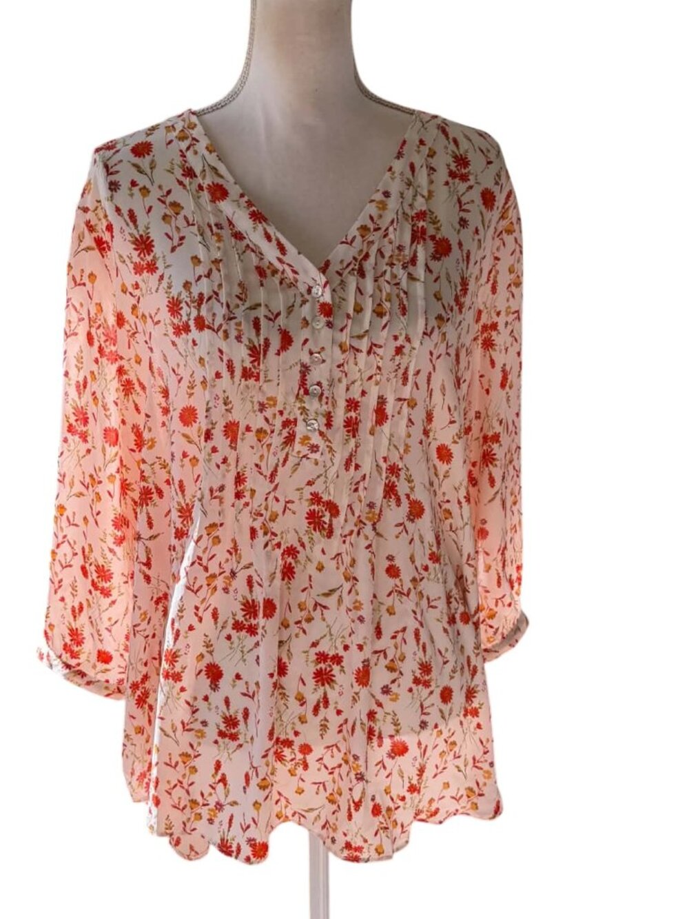 Rose & Olive Boho Fall Floral Blouse Womens 2X